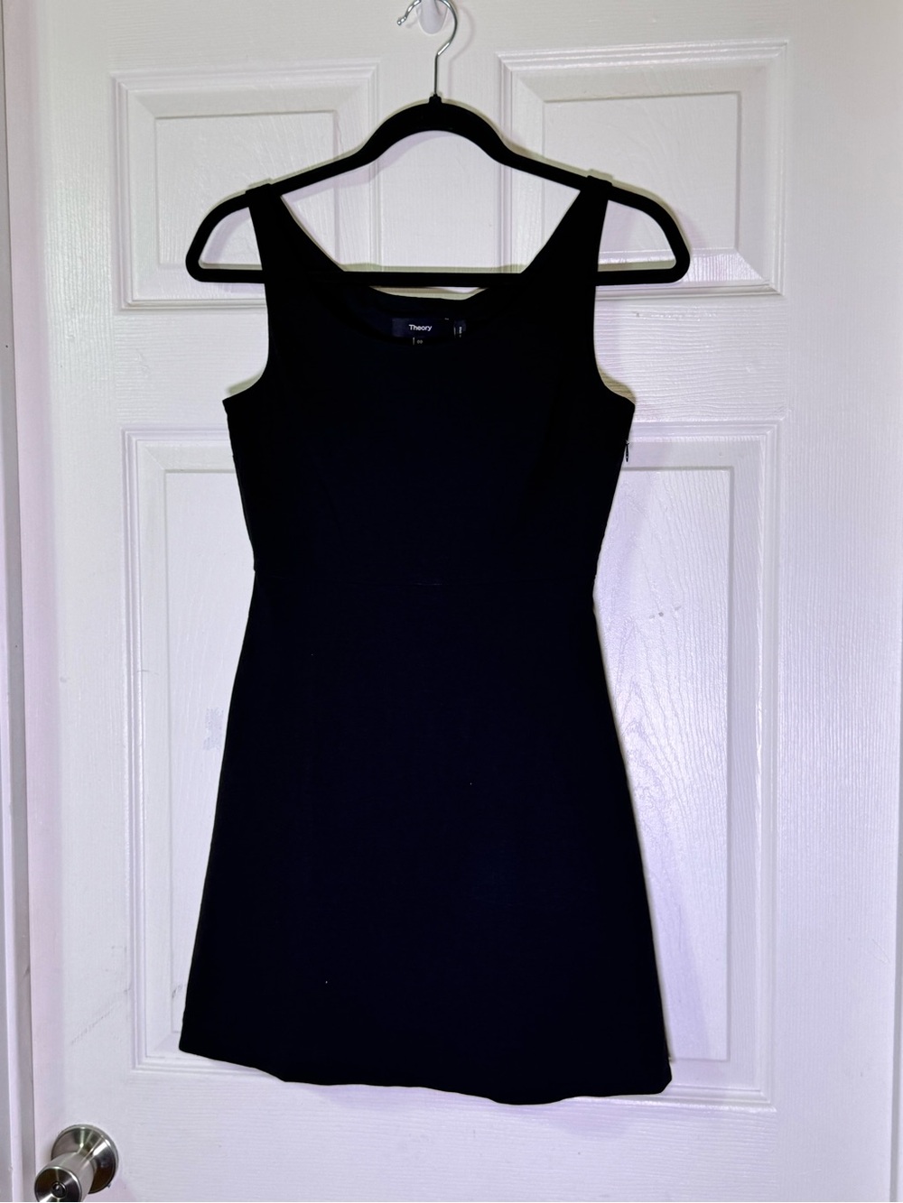 NWT Theory Black Eco Crunch Ballerina Neck Mini Dress Size 00